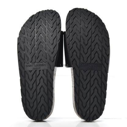 Saint Laurent Calfskin Suede Joan Slide Sandals 35.5 Black 6 of 10