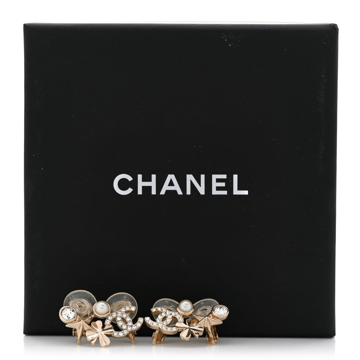 Chanel Crystal Pearl Sergeant CC Clip On Earrings Gold 5 of 5