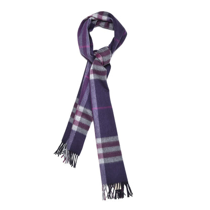 Burberry Cashmere Giant Check Fringe Scarf Purple 1 of 6