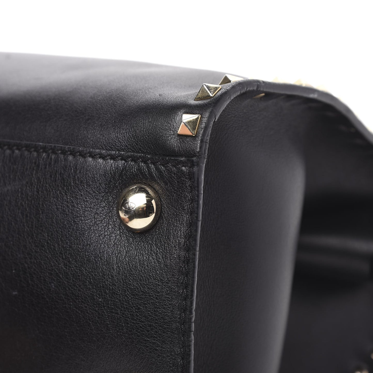 Vitello Rockstud Dome Shopper Black