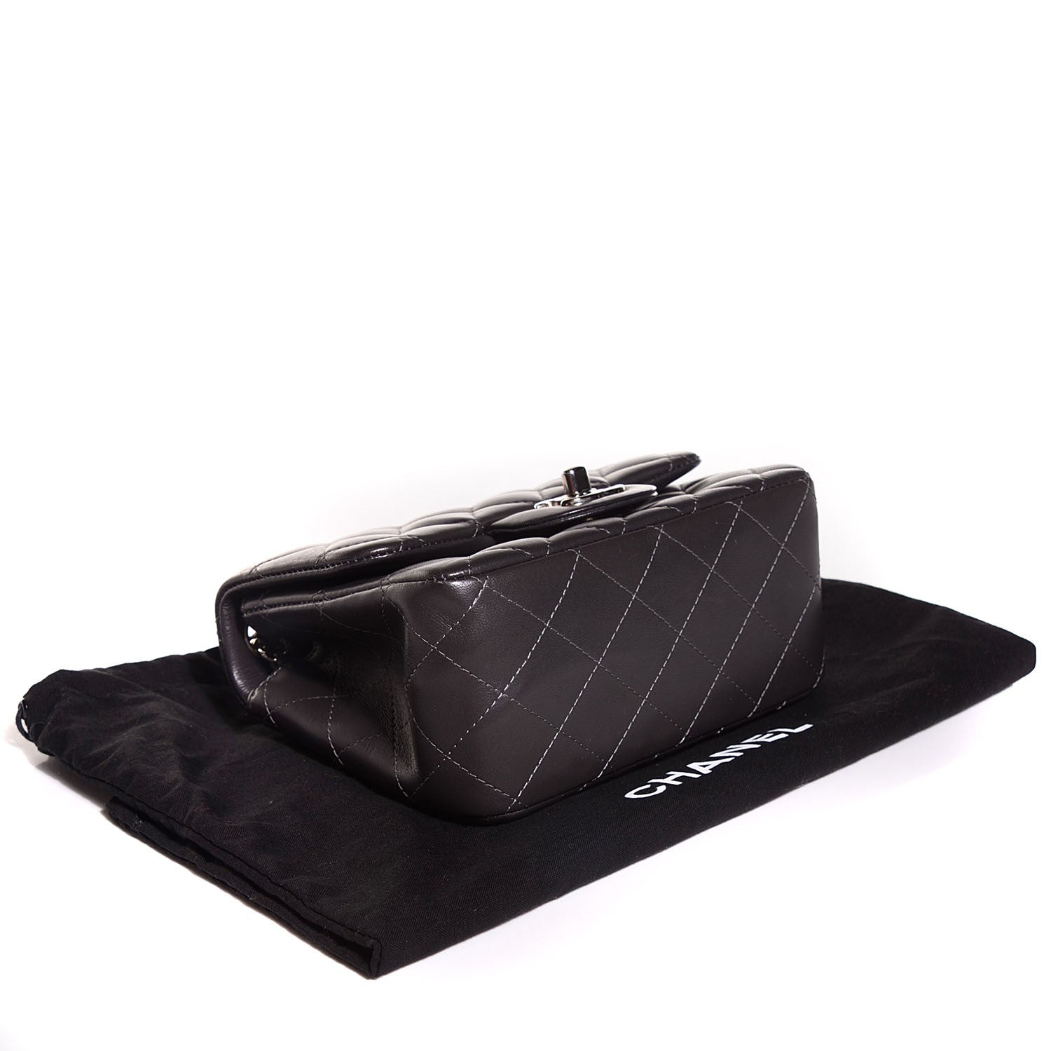 Chanel Lambskin Quilted Mini Square Flap Dark Grey 4 of 8