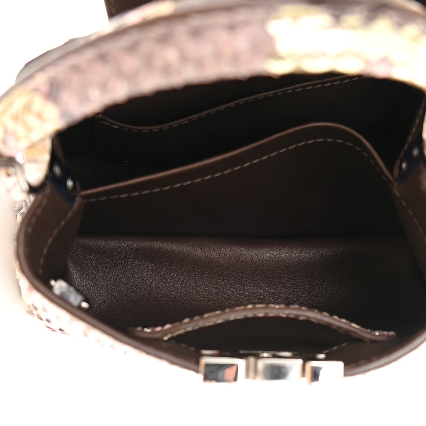 Metallic Snakeskin Capucines Mini Dore