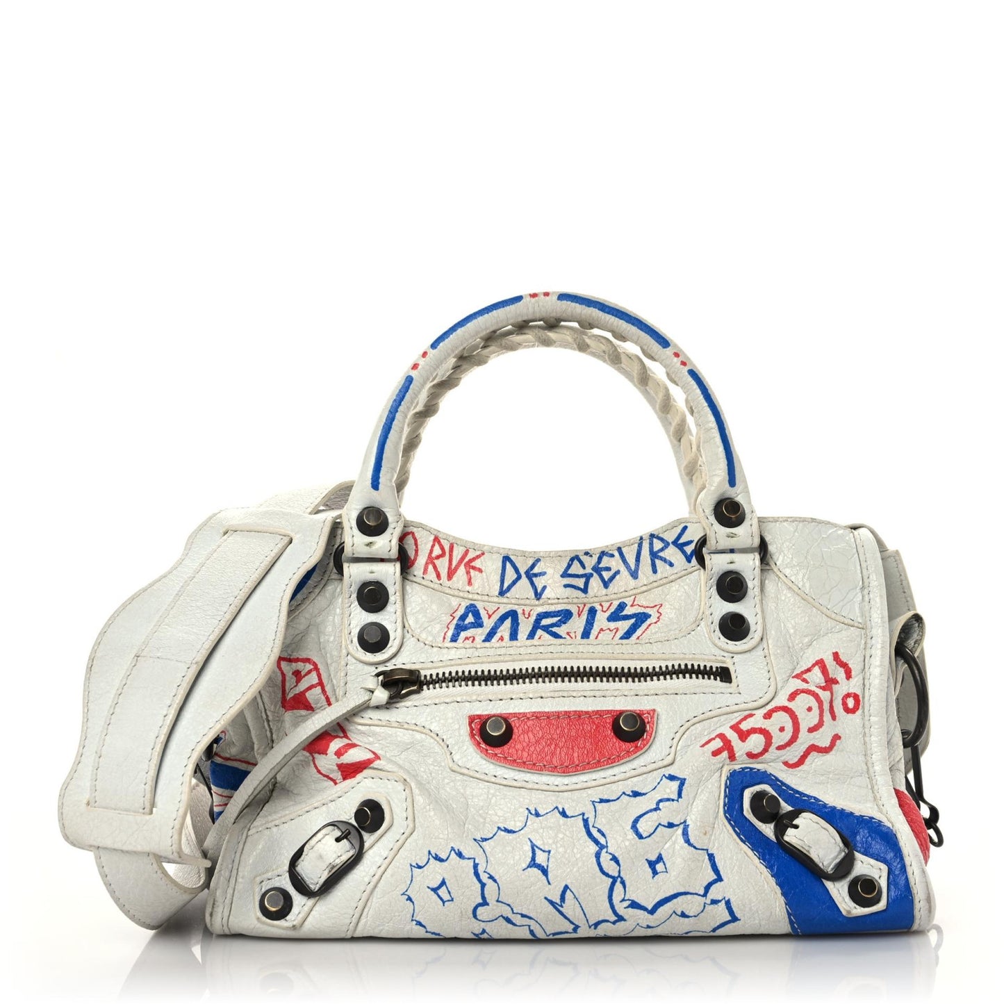 Agneau Graffiti All Over Classic Hardware Mini City White Bleu Rouge