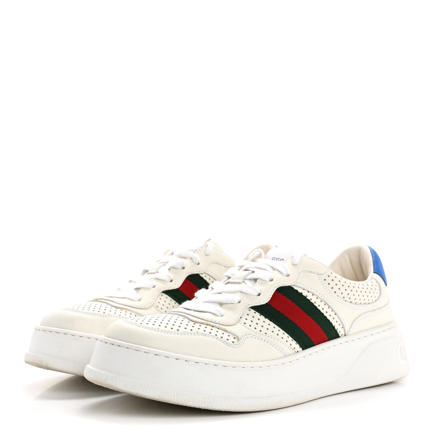 Calfskin Web Perforated Womens Platform 55mm Sneakers 40 White Bright Splash