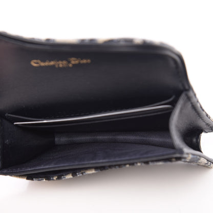 Christian Dior Oblique Saddle Card Holder Blue 5 of 8