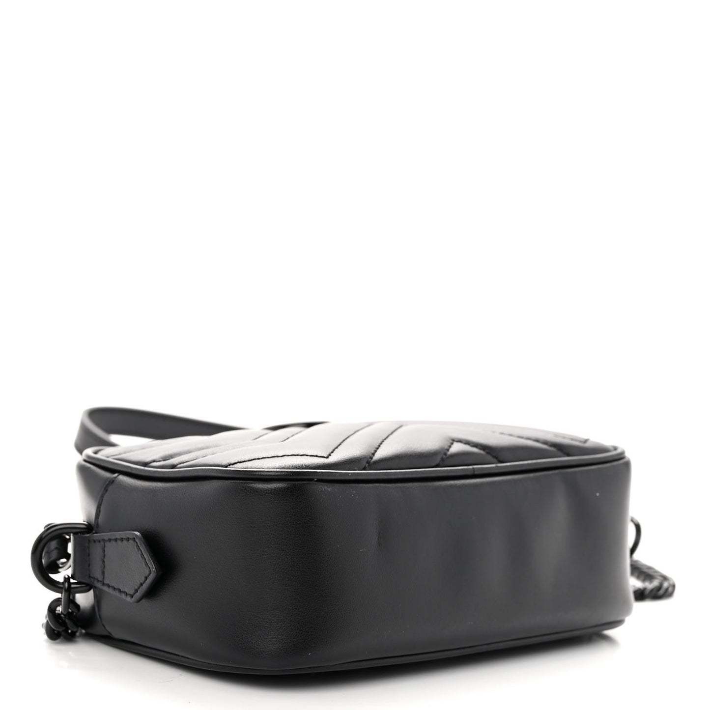 Calfskin Matelasse Monochrome Mini GG Marmont Chain Shoulder Bag Black