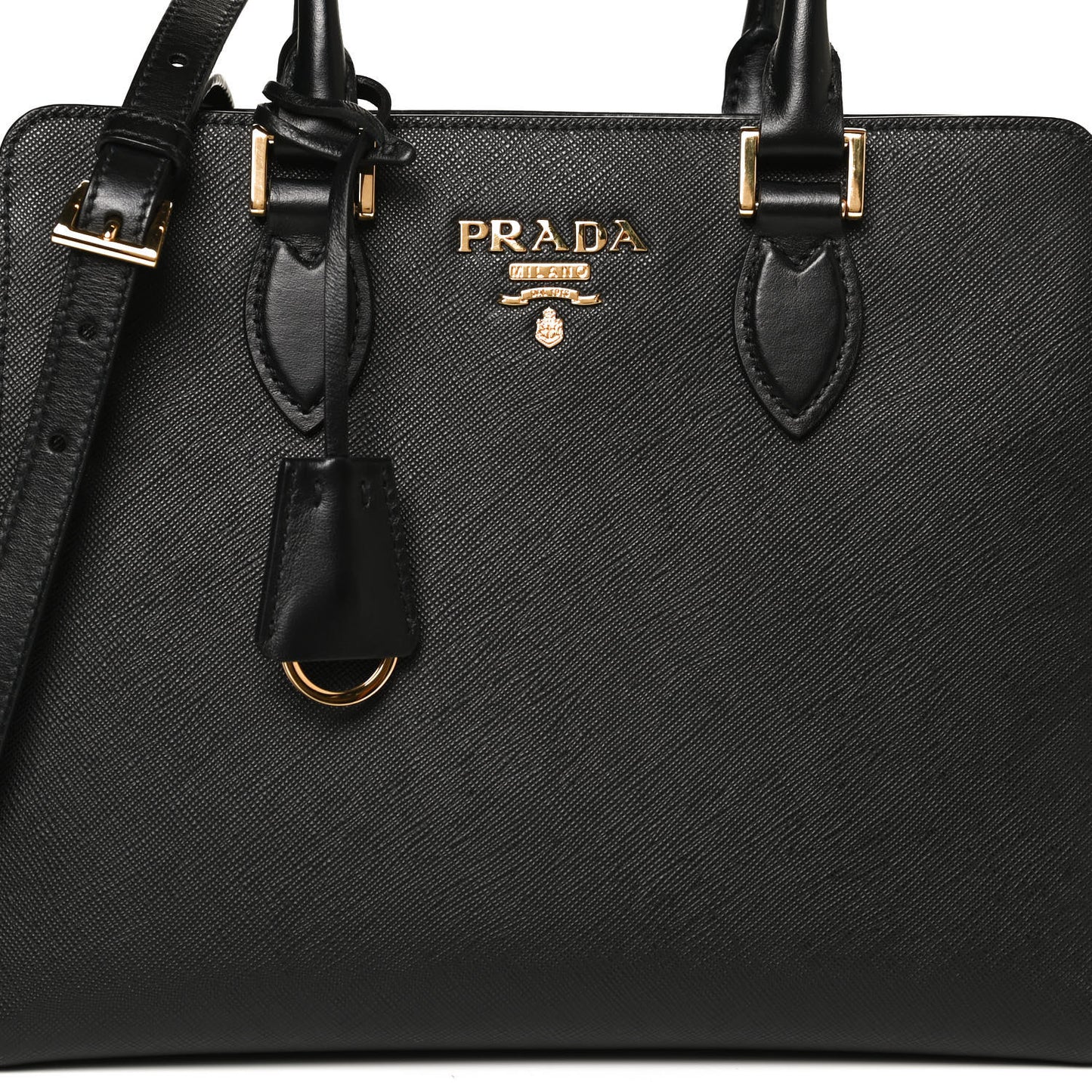Saffiano Soft Calfskin Small Zippered Tote Black