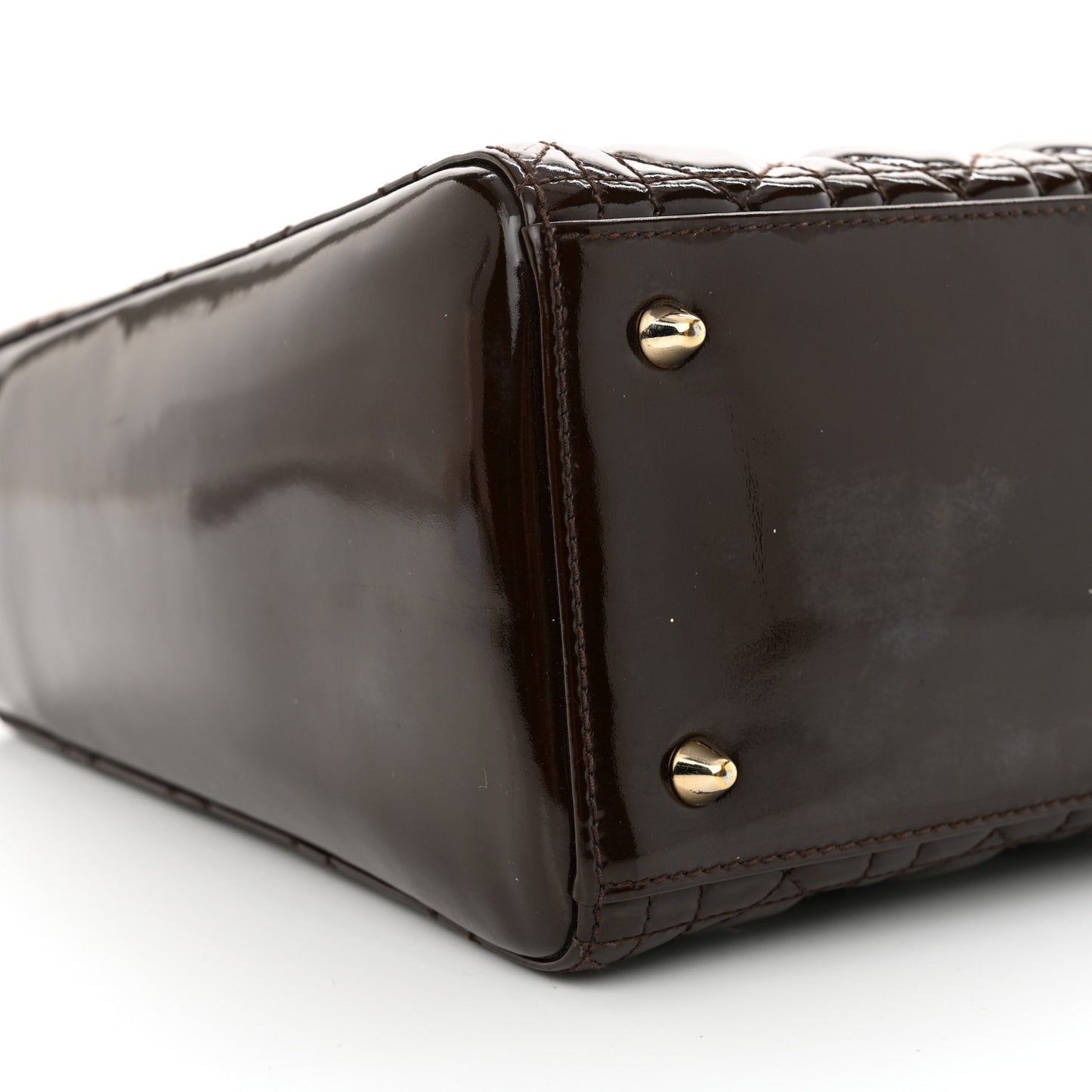 Patent Cannage Medium Lady Dior Dark Brown