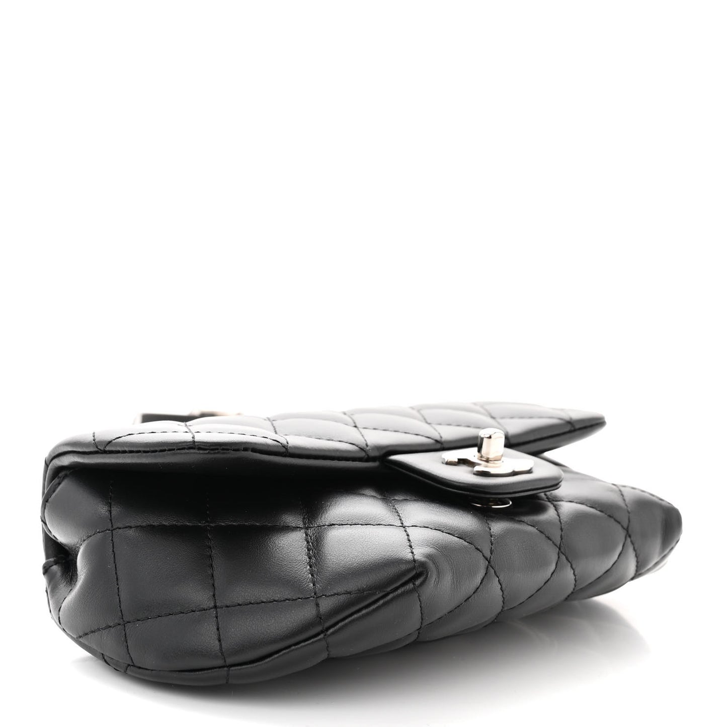 Calfskin Quilted CC Uniform Flap Belt Bag Black