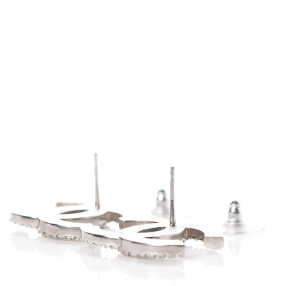 Chanel Crystal Timeless CC Earrings Silver 3 of 5