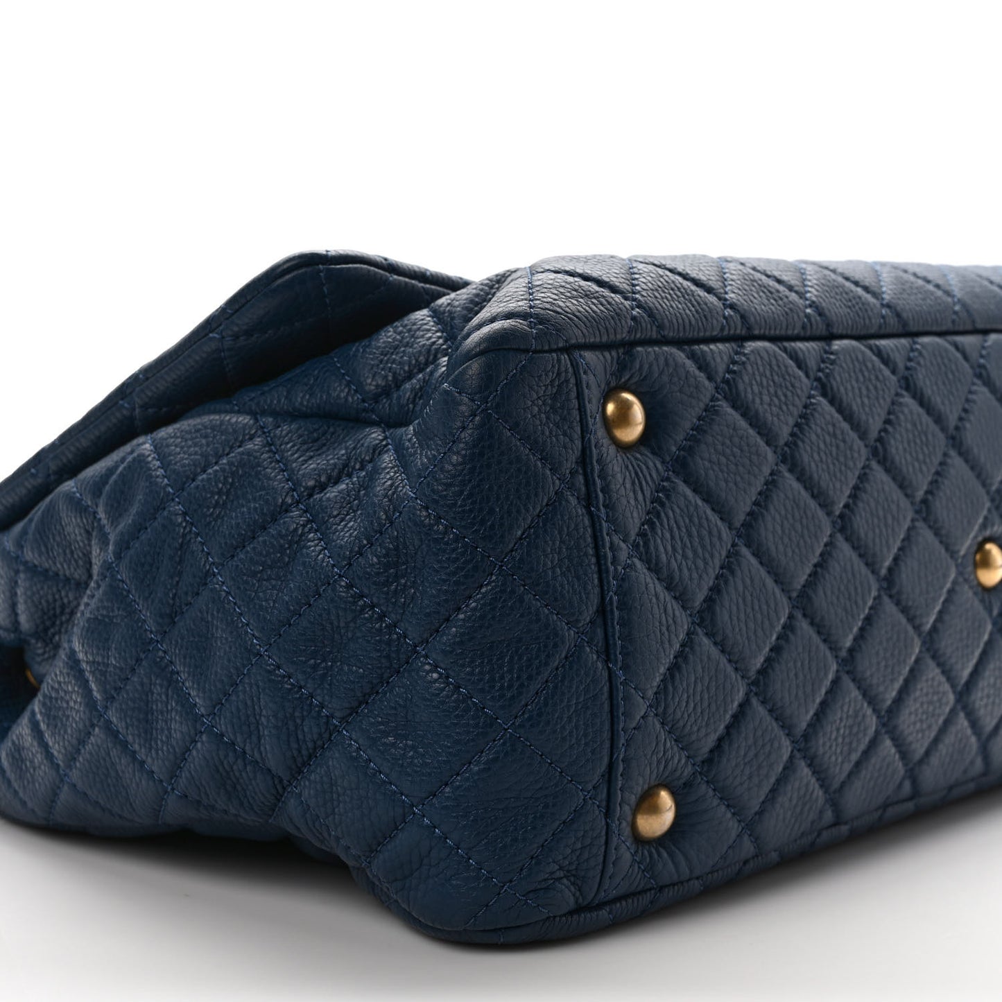 Calfskin Quilted XXL Travel Flap Bag Navy