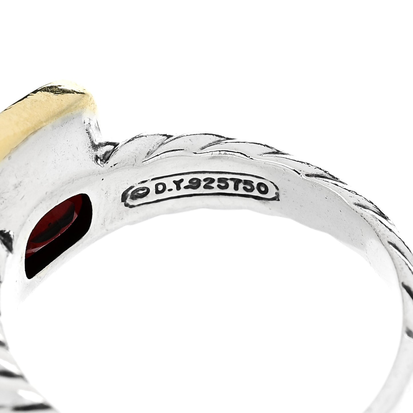 Sterling Silver 14K Yellow Gold Garnet 10mm Noblesse Ring 56 7.5