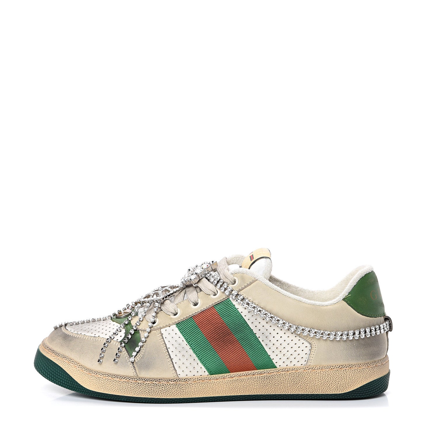Nubuck Calfskin Web Removable Crystals Mens Screener Sneakers 9 Dusty Milk New Mystic White