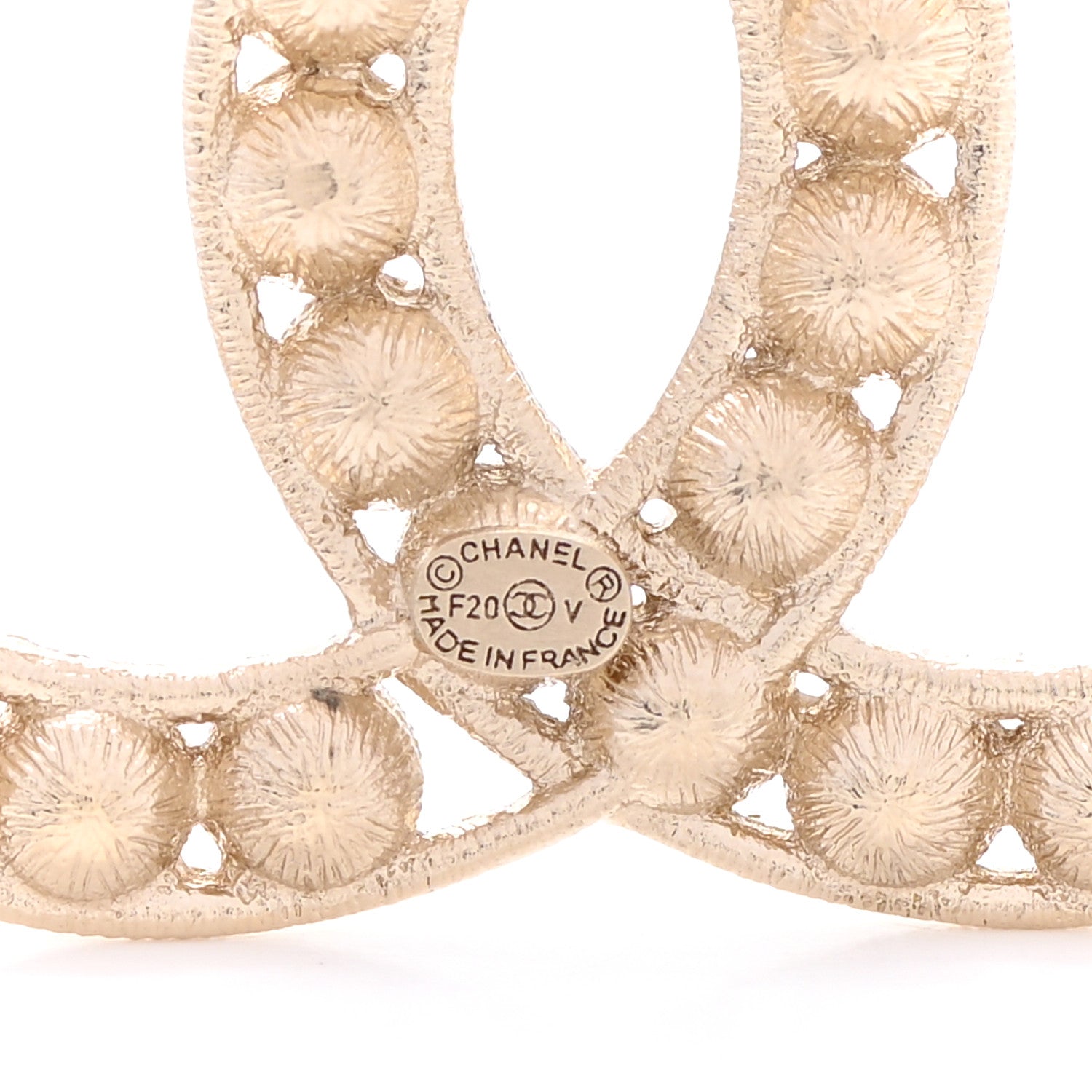 Chanel Crystal CC Brooch Light Gold 4 of 5