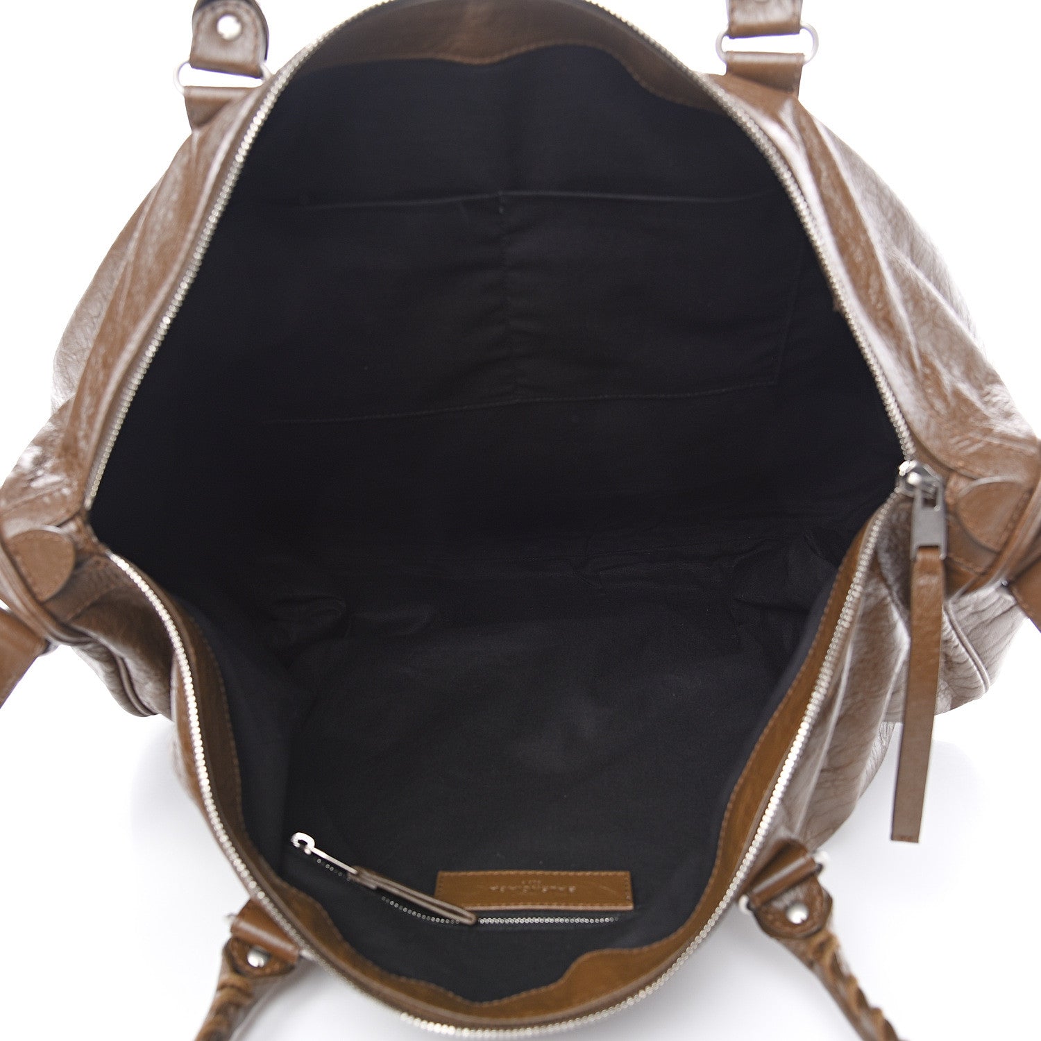 Balenciaga Agneau Classic Silver Hardware Weekender Brown 4 of 12