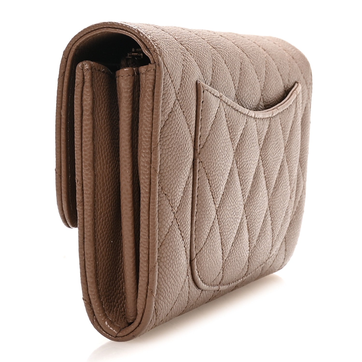 Chanel Caviar Quilted Large Gusset Flap Wallet Brown 3 of 9