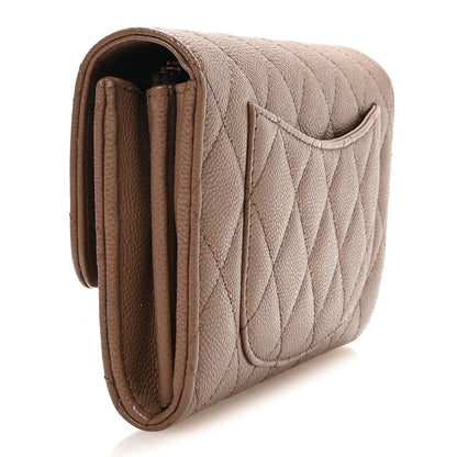 Chanel Caviar Quilted Large Gusset Flap Wallet Brown 3 of 9