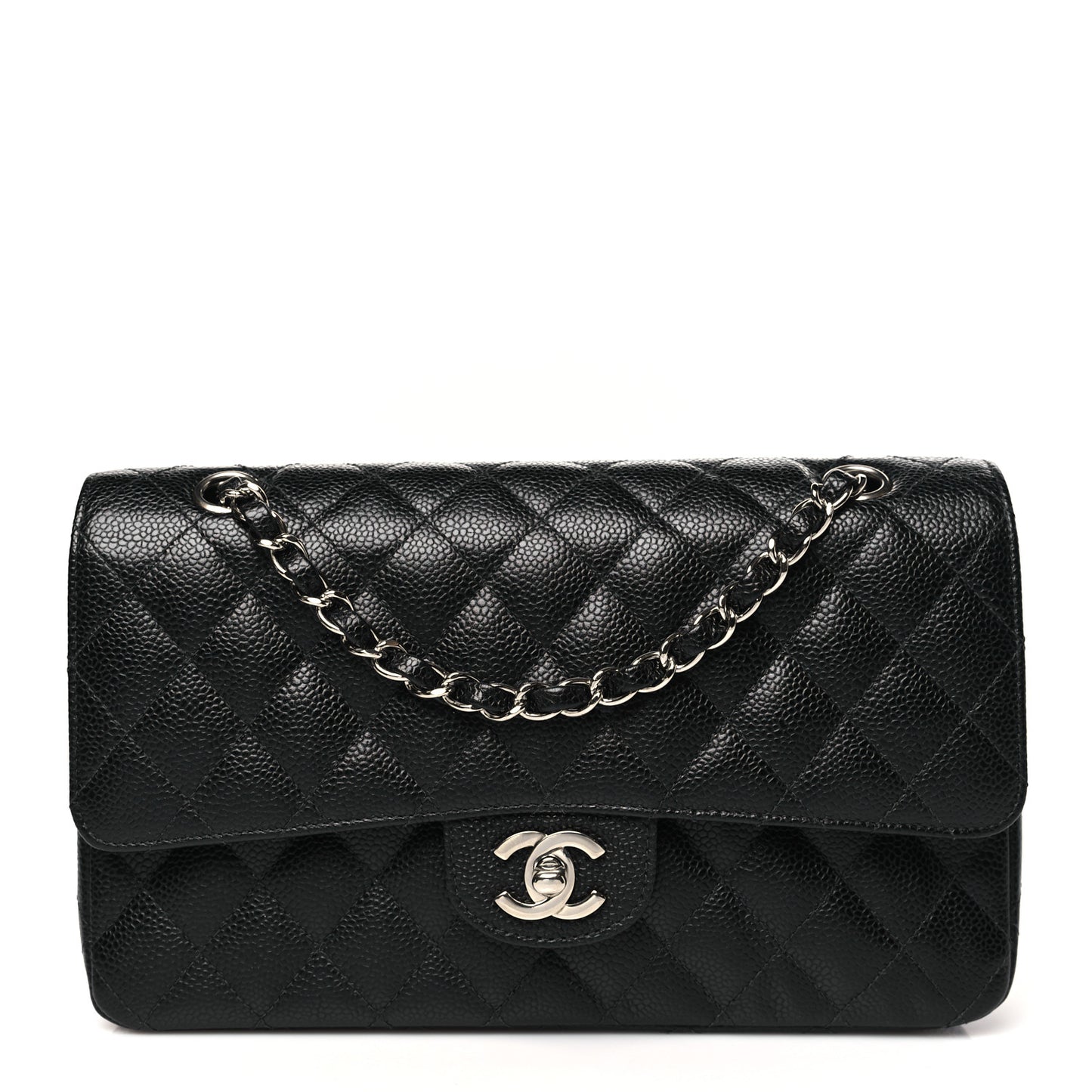 Caviar Quilted Medium Double Flap Black