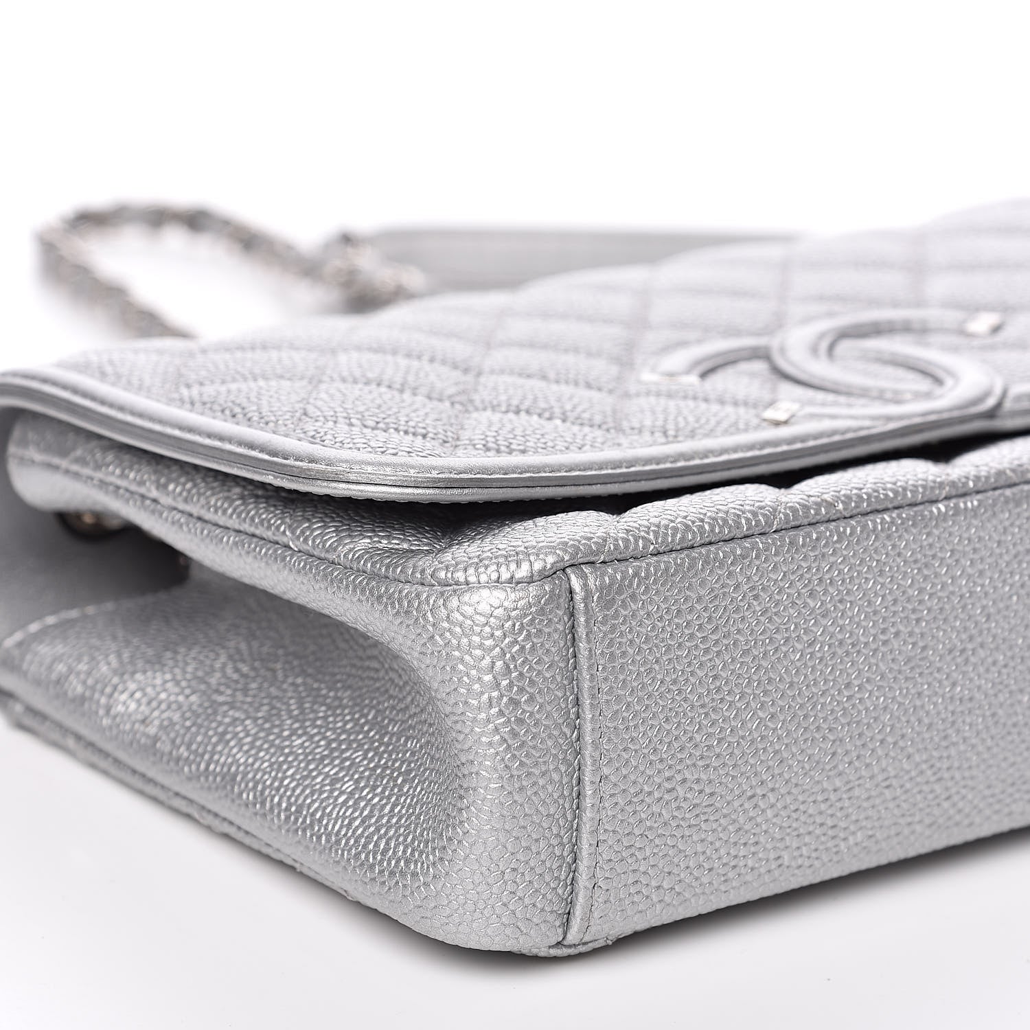 Chanel Metallic Caviar Quilted Medium CC Filigree Flap Silver 8 of 12