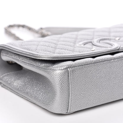Chanel Metallic Caviar Quilted Medium CC Filigree Flap Silver 8 of 12
