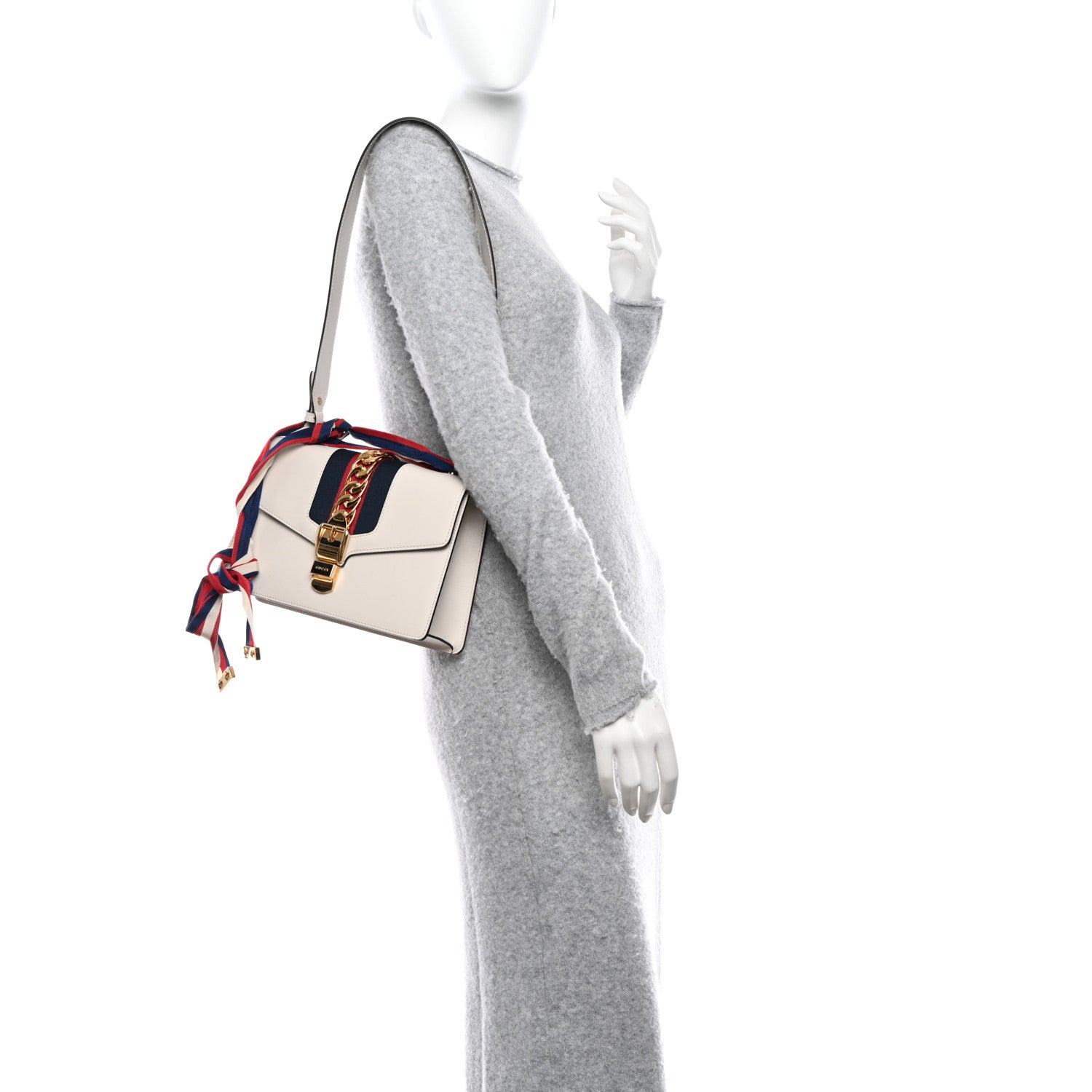 Gucci Calfskin Small Sylvie Shoulder Bag White 2 of 14