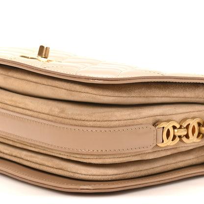 Chanel Shiny Calfskin Quilted Suede Goatskin Messenger Beige 9 of 9