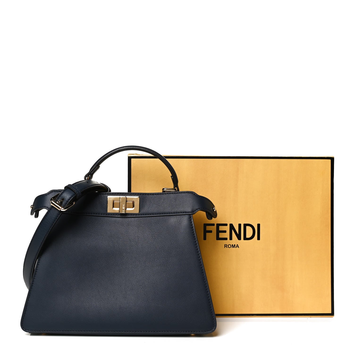 Fendi Vitello Seta Nappa Bi-Color Small Peekaboo I SEE U Satchel Midnight Light Rose Sand 11 of 11