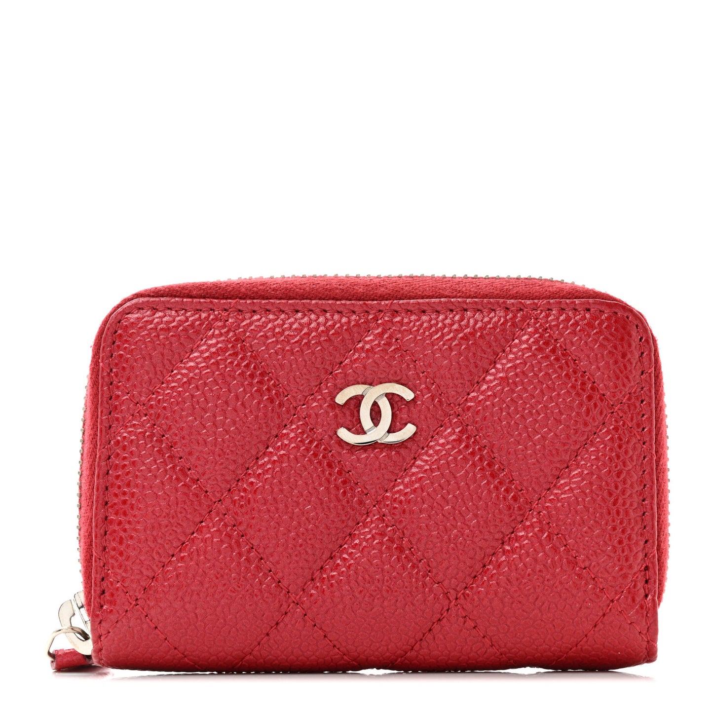 Caviar Quilted Zip Coin Purse Red