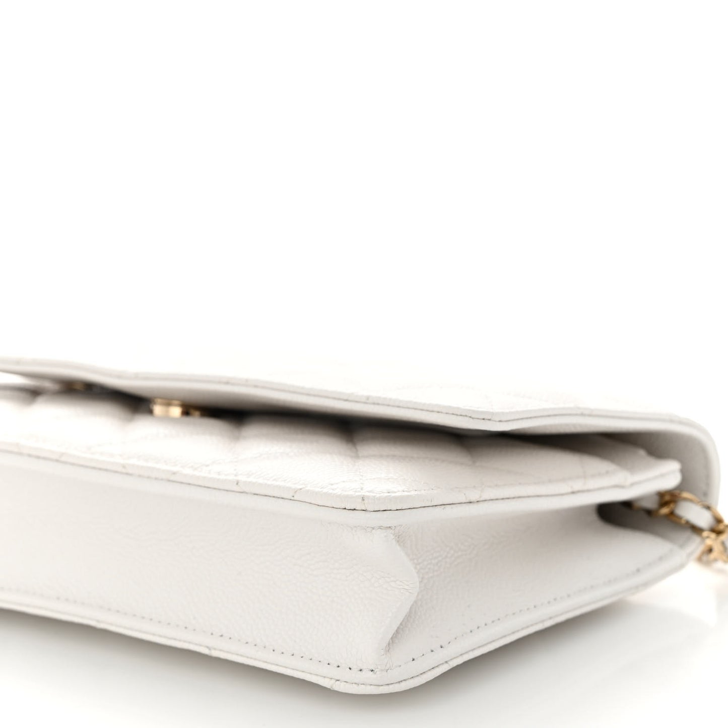 Caviar Quilted Wallet On Chain WOC White