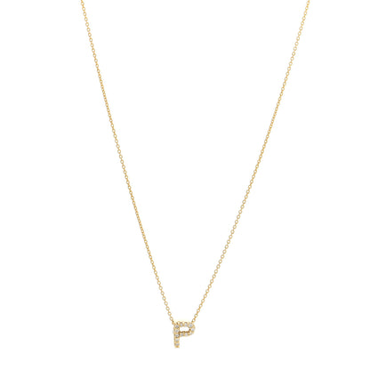 Roberto Coin 18K Yellow Gold Diamond Love Letter P Pendant Necklace 1 of 5