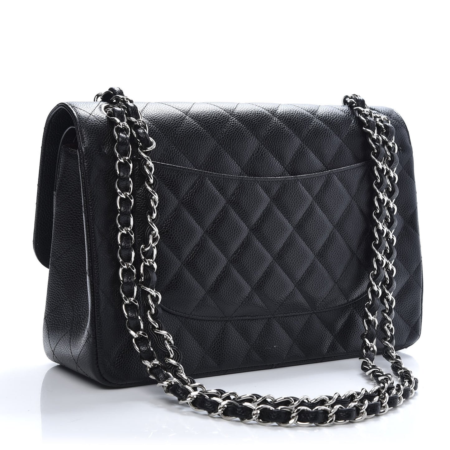 Caviar Quilted Jumbo Double Flap Black