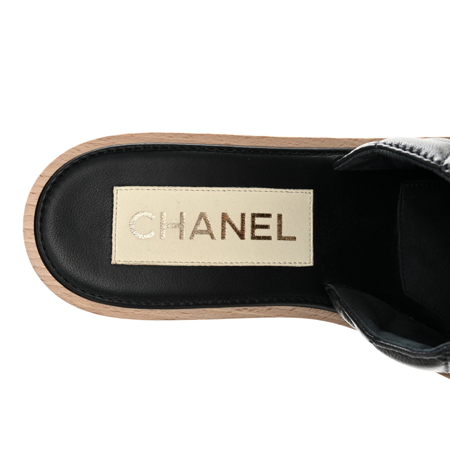 Chanel Lambskin Quilted CC Wedge Sandals 38 Black 7 of 13