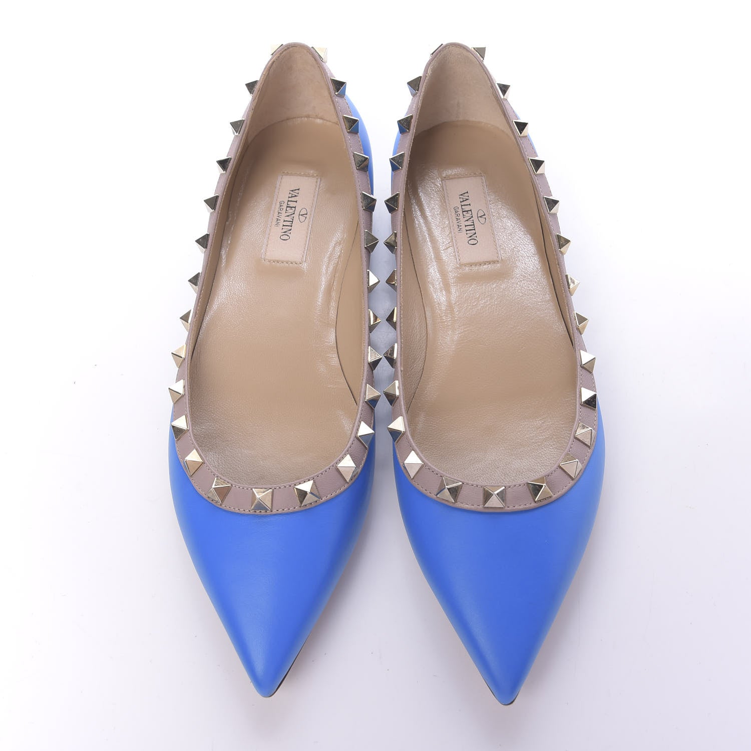 Valentino Garavani Nappa Rockstud Ballerina Flats 38 Blue Poudre 6 of 11