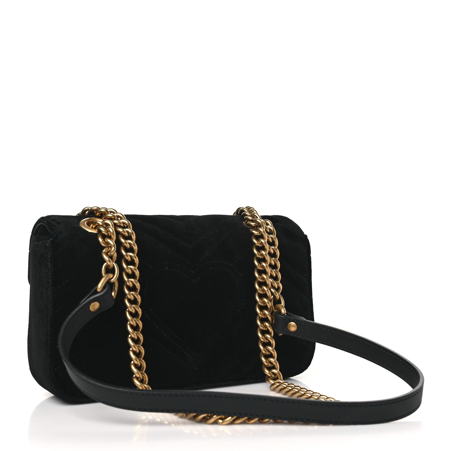 Gucci Velvet Matelasse Mini GG Marmont Shoulder Bag Black 3 of 10