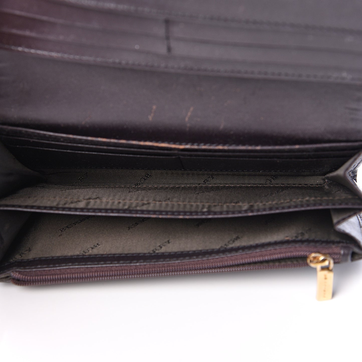 Grainy Calfskin Continental Wallet Dark Brown