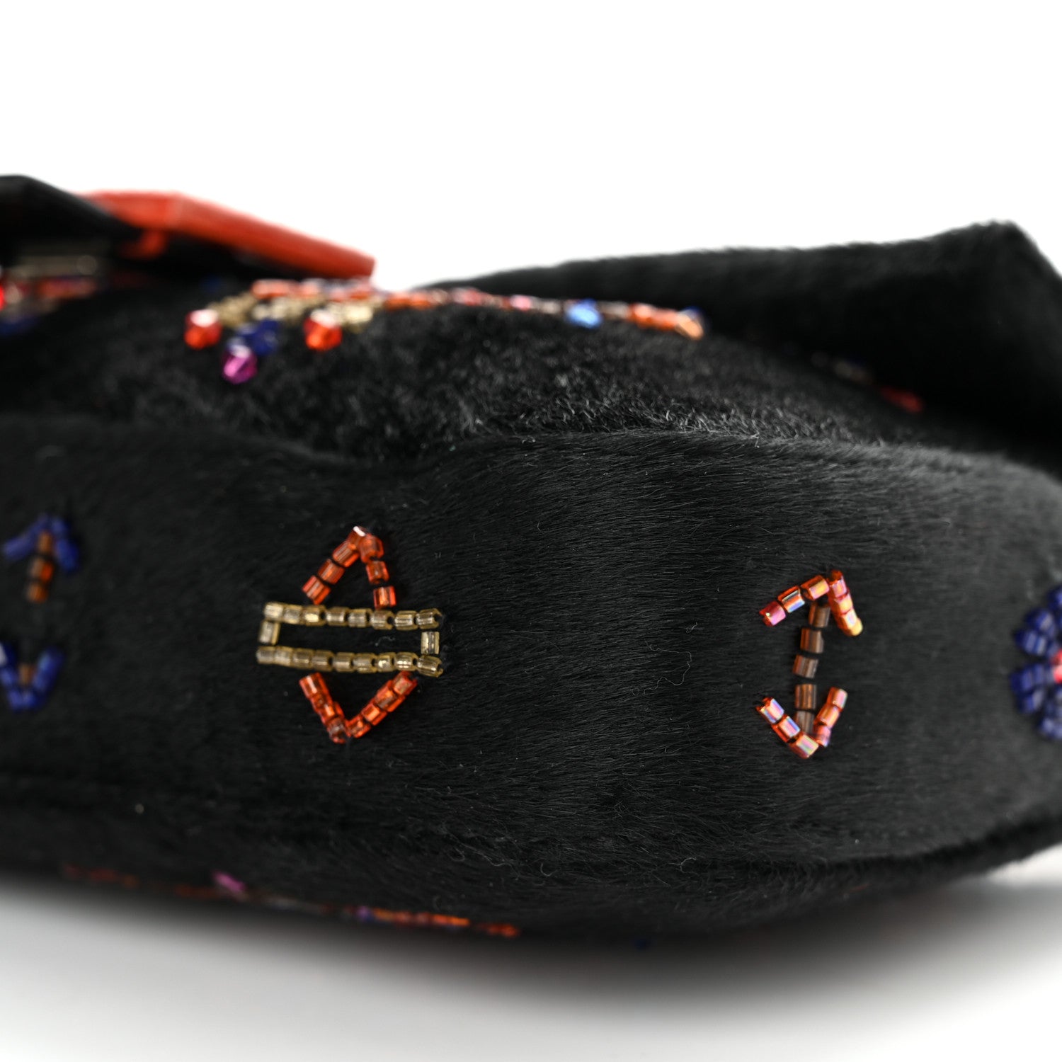 Fendi Calf Hair Beaded Baguette Black Multicolor 10 of 11