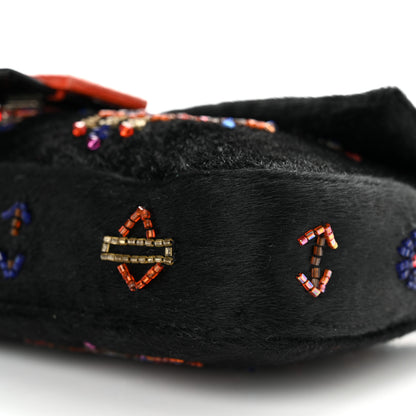Fendi Calf Hair Beaded Baguette Black Multicolor 10 of 11