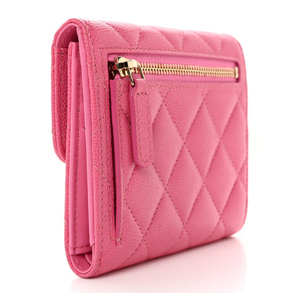 Chanel Caviar Quilted Compact Flap Wallet Pink 3 of 9