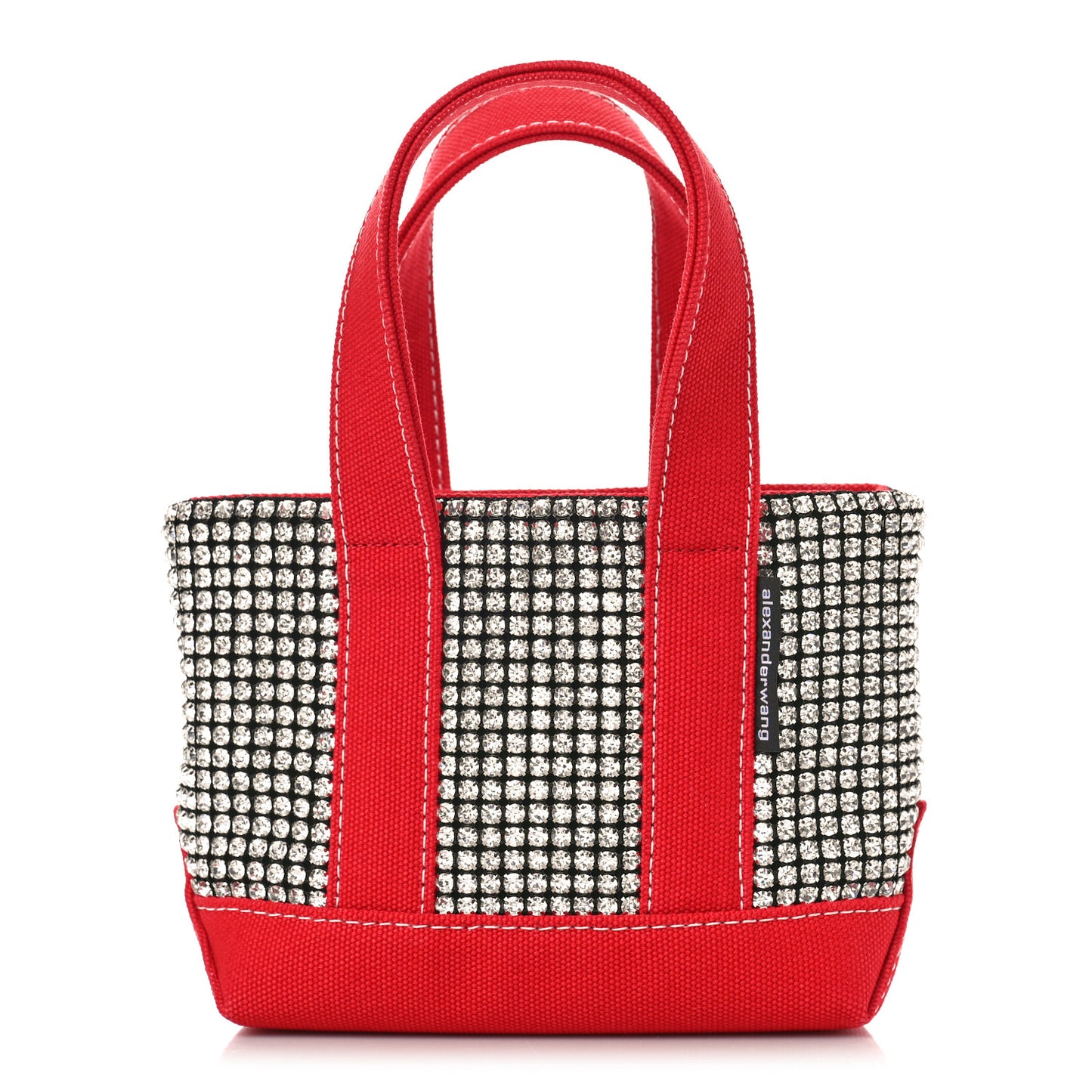 Mesh Crystal Rhinestone Mini Cruiser Tote Red Silver