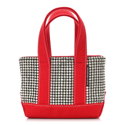 Alexander Wang Mesh Crystal Rhinestone Mini Cruiser Tote Red Silver 1 of 9