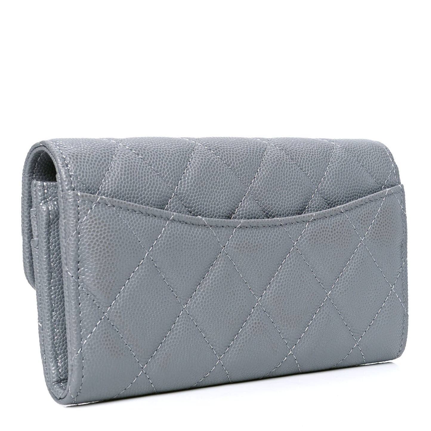 Caviar Quilted Medium Flap Wallet Grey