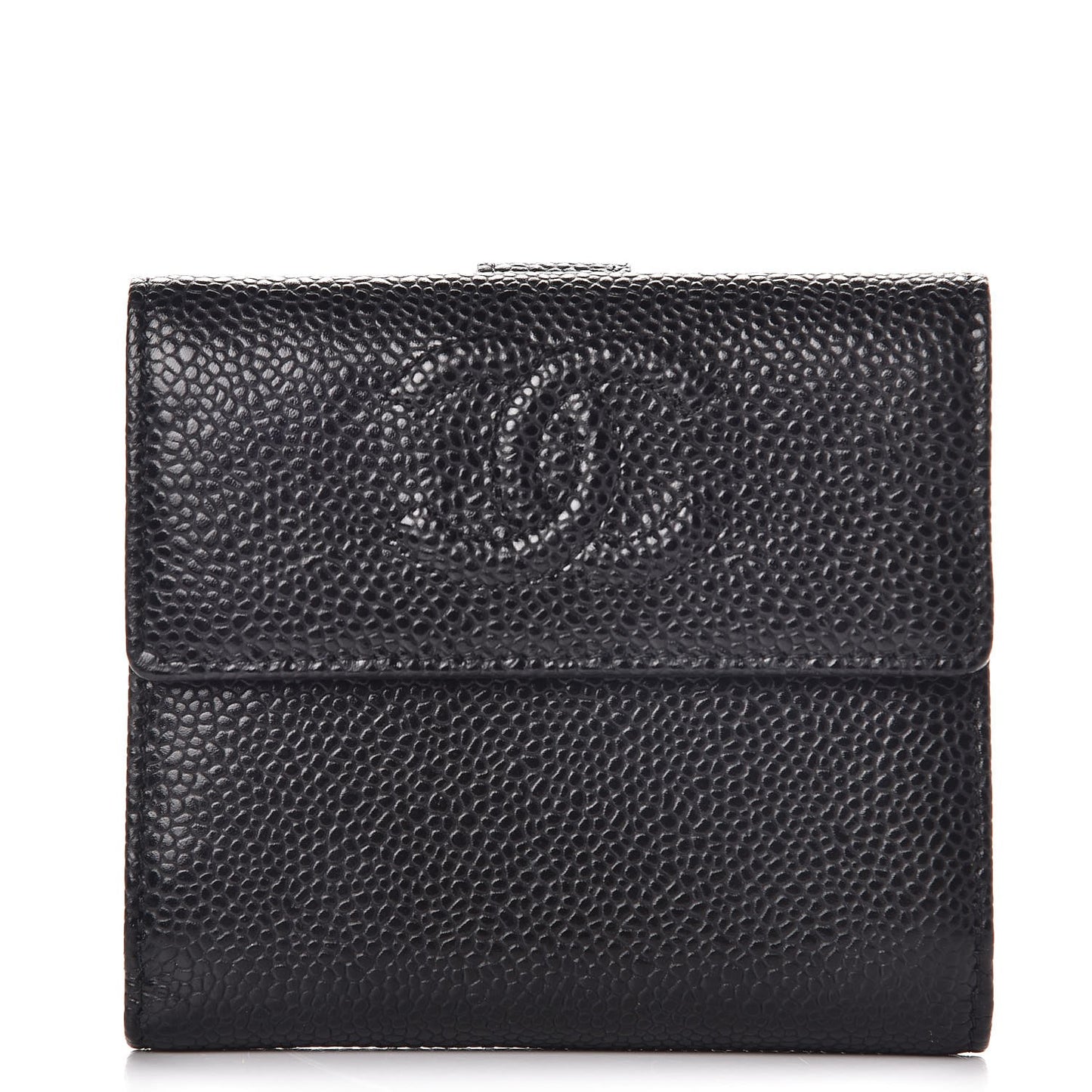 Caviar Timeless CC Compact Flap Wallet Black