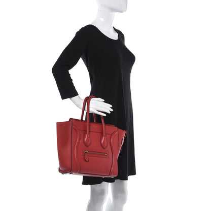 Celine Baby Grained Calfskin Micro Luggage Red 2 of 15