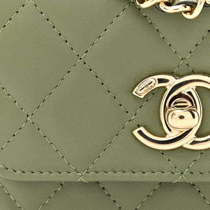 Chanel Lambskin Quilted Trendy CC Card Holder On Chain Green 9 of 12