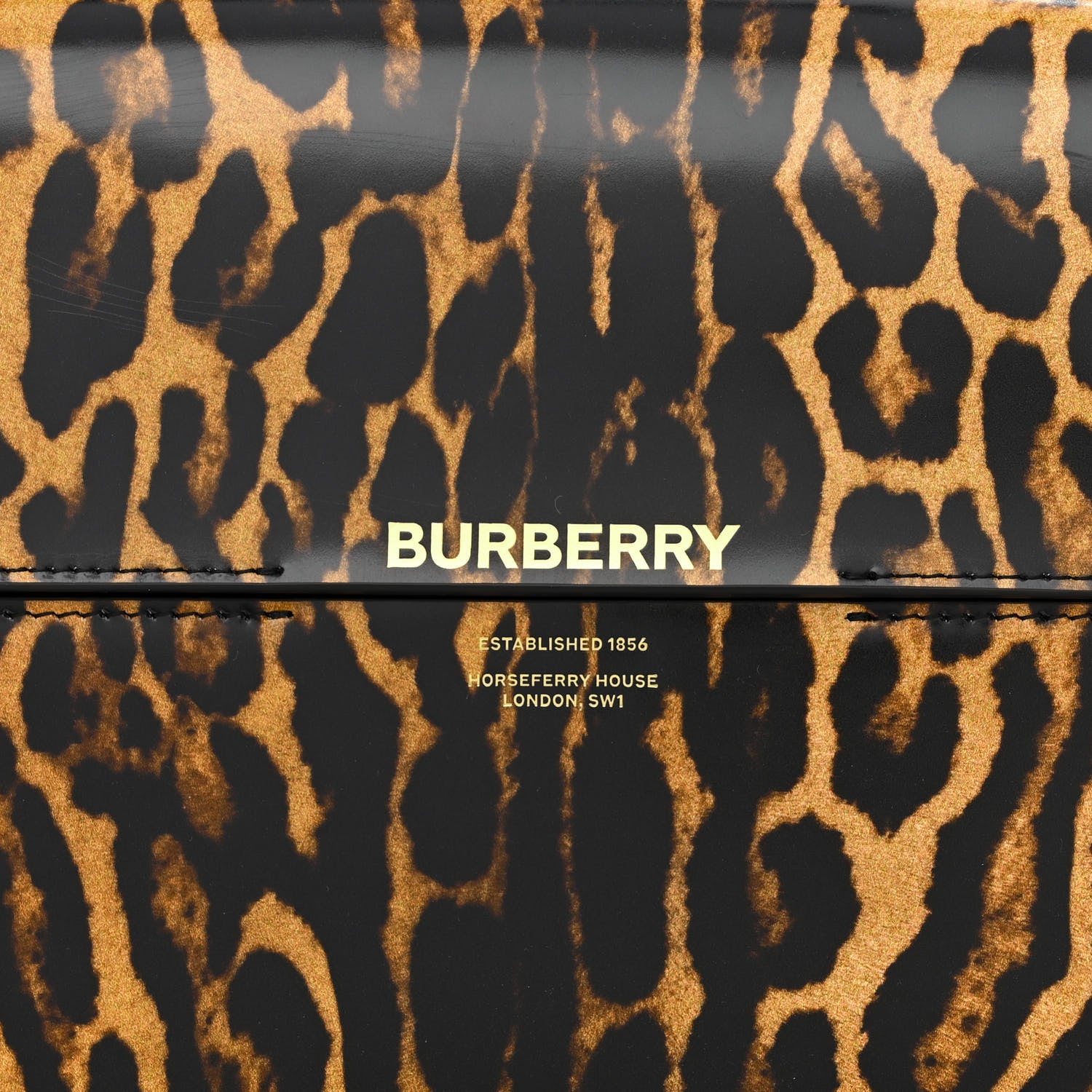 Burberry Calfskin Leopard Large Grace Bag Dark Mustard 8 of 11