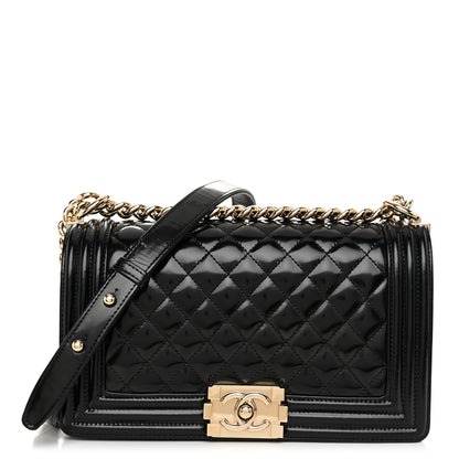 Chanel Patent Calfskin Quilted Medium Boy Flap Black 1 of 12