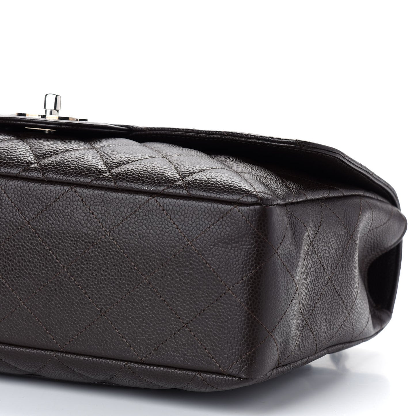 Caviar Quilted Jumbo Single Flap Dark Brown