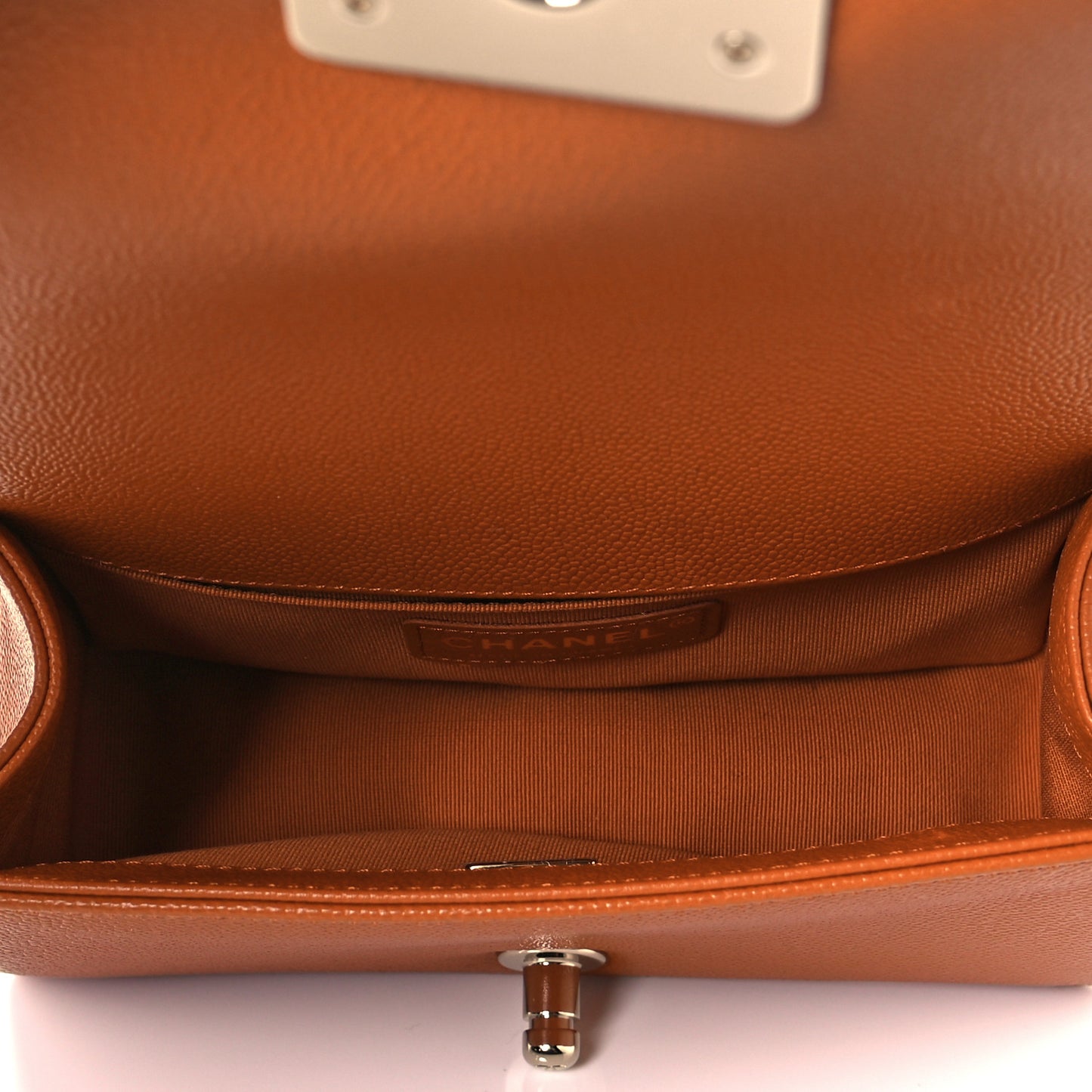Caviar Quilted Small Boy Flap Light Brown