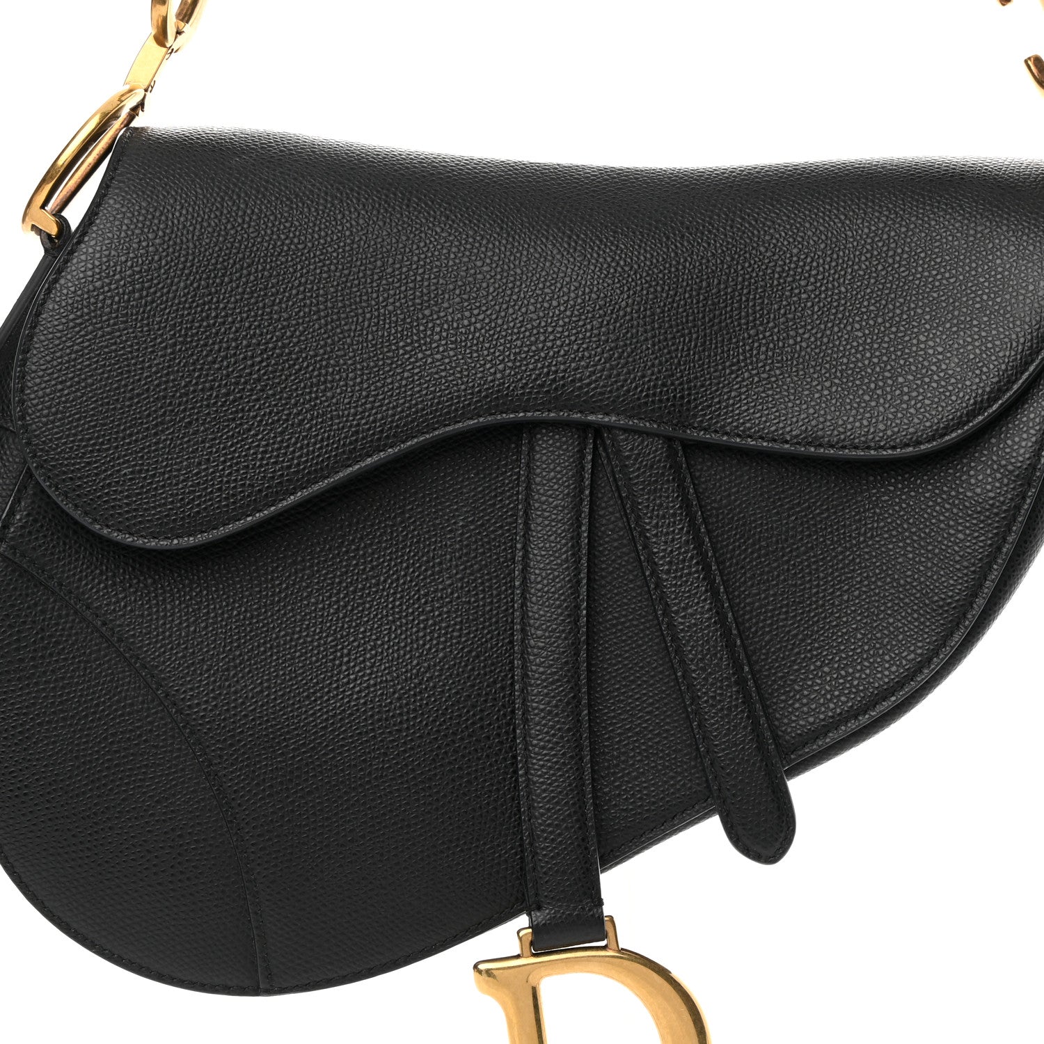 Christian Dior Grained Calfskin Saddle Bag Black 8 of 16