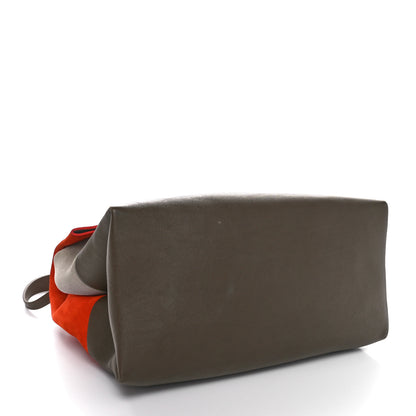 Celine Calfskin Suede All Soft Shoulder Bag Bright Orange Cement Olive 5 of 11